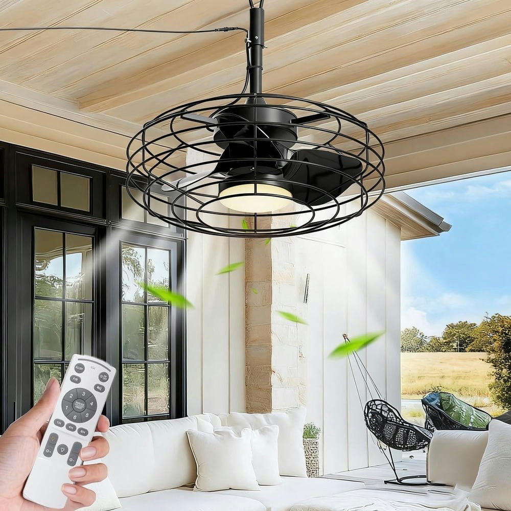Ohniyou 20" Outdoor Caged Ceiling Fan with Light and Remote: $113.98 Ohniyou 20" Outdoor Caged Ceiling Fan with Light and Remote: $113.98