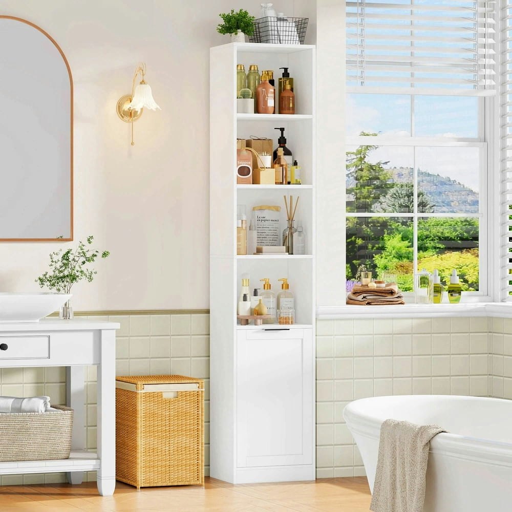 Hiphuta 73.5" Tall Bathroom Storage Cabinet with Adjustable Shelves: $79.99 Hiphuta 73.5" Tall Bathroom Storage Cabinet with Adjustable Shelves: $79.99