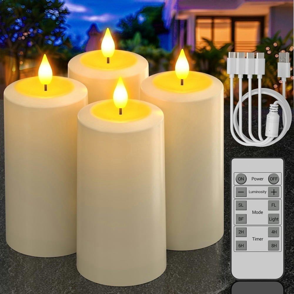 Pchero Outdoor Waterproof Rechargeable Flameless Pillar Candles with Remote Timer 4-Pack: $26.89 Pchero Outdoor Waterproof Rechargeable Flameless Pillar Candles with Remote Timer 4-Pack: $26.89