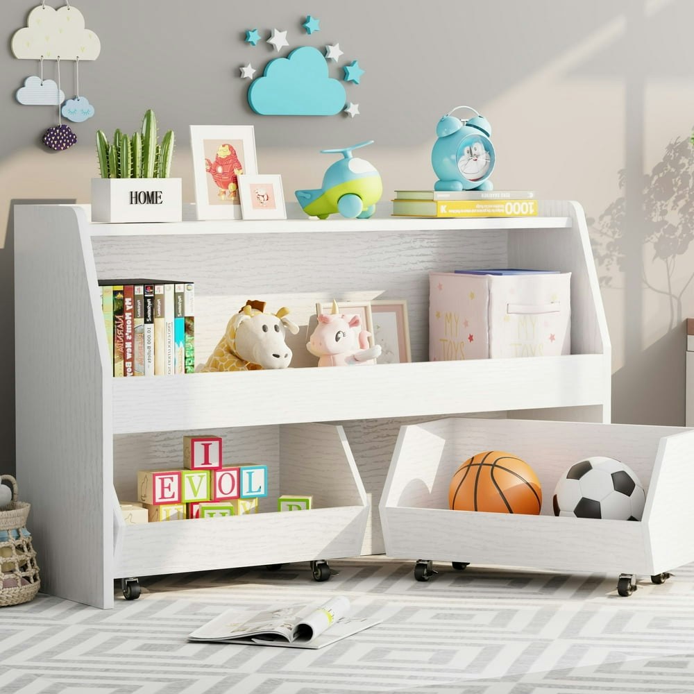 2-Tier Portable Toy Storage Organizer with 2 Removable Bins and Wheels: $58.99