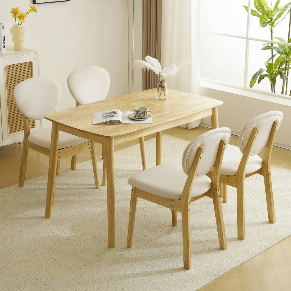 Ktaxon Solid Wood Dining Table Set for 4 with Padded Chairs: $269.99