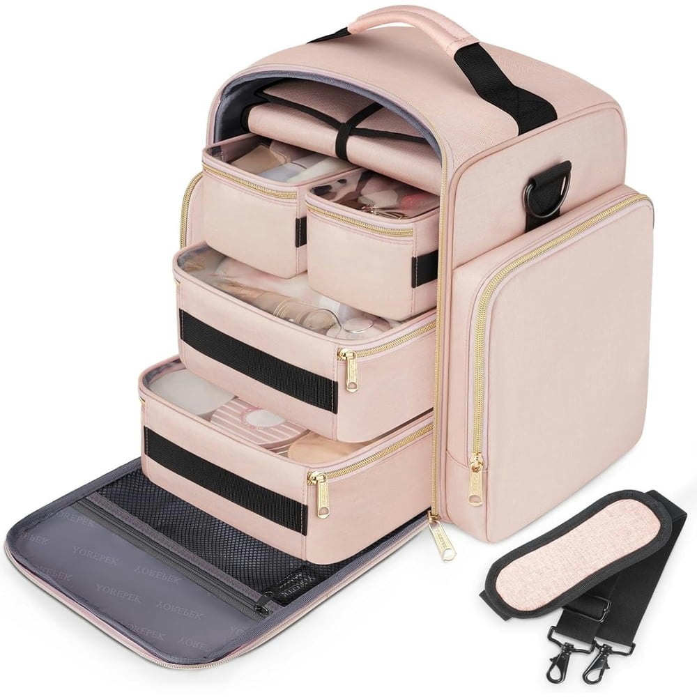 Yorepek Large Travel Makeup Bag Organizer with Jewelry Roll: $26.99 Yorepek Large Travel Makeup Bag Organizer with Jewelry Roll: $26.99