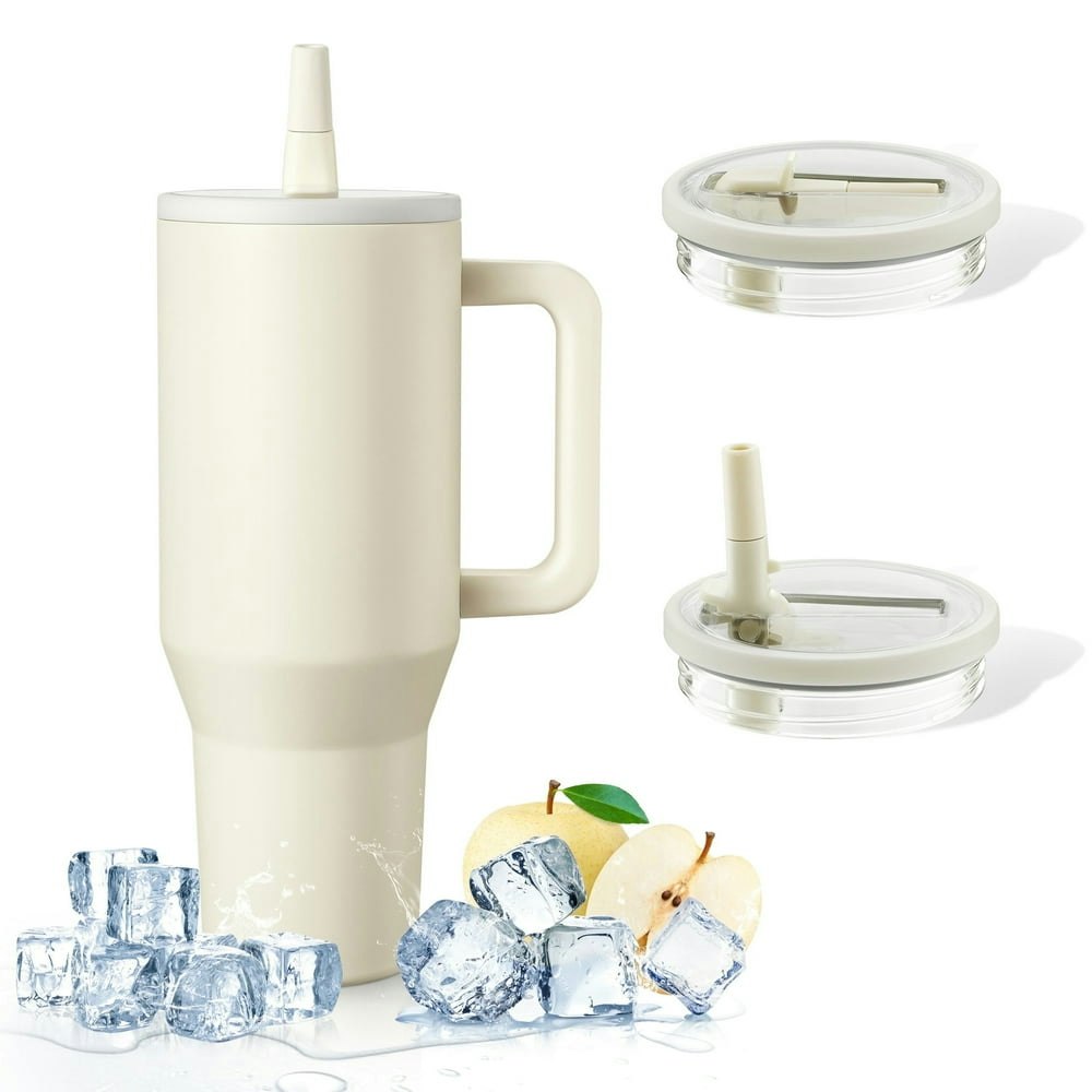 Coliware 40oz Vacuum-Insulated Tumbler with Lid and Handle Flip Straw: $14.99