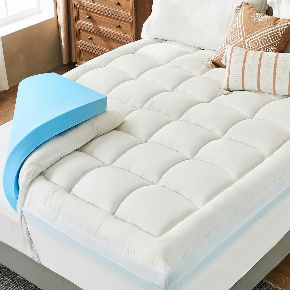 Teler Dual Layer 4 Inch Memory Foam Mattress Topper Queen Size: $79.99 Teler Dual Layer 4 Inch Memory Foam Mattress Topper Queen Size: $79.99