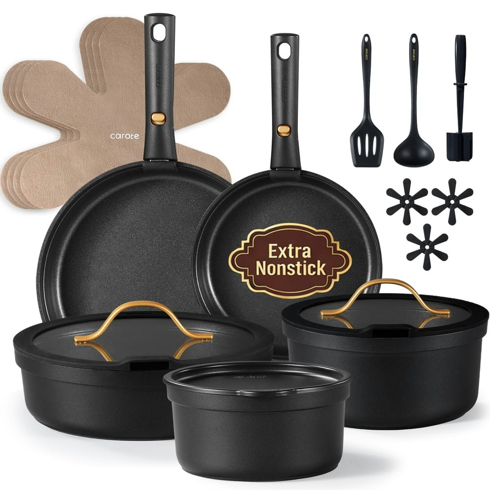 Carote 20-Piece Nonstick Cookware Set with Removable Handles: $59.99