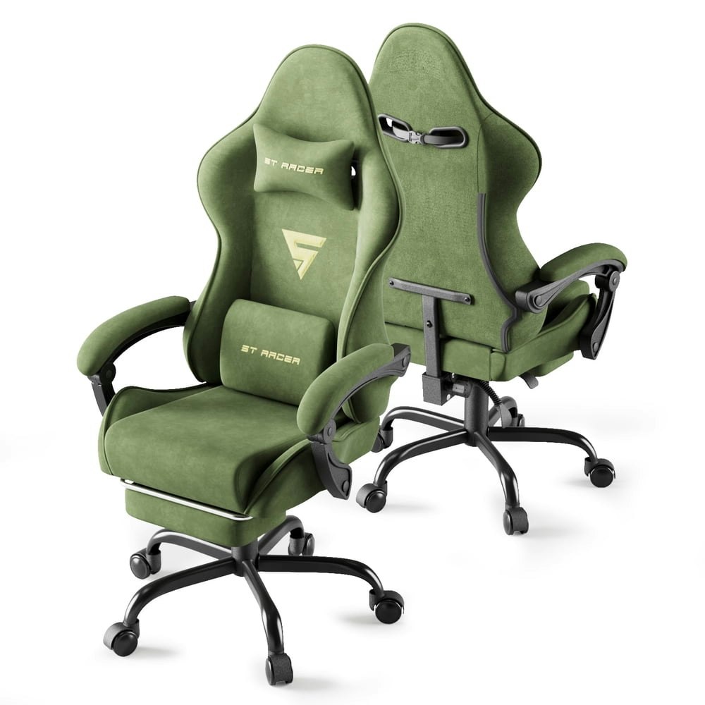 Soontrans Velvet Gaming Chair with Footrest and Massage Lumbar Cushion: $92.79 Soontrans Velvet Gaming Chair with Footrest and Massage Lumbar Cushion: $92.79