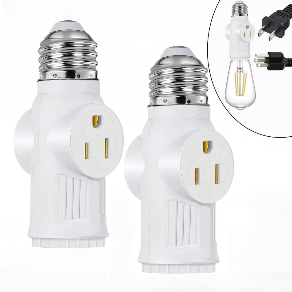 E26/E27 Light Bulb Plug Adapter with 2 AC Outlets 2-Pack: $10 E26/E27 Light Bulb Plug Adapter with 2 AC Outlets 2-Pack: $10