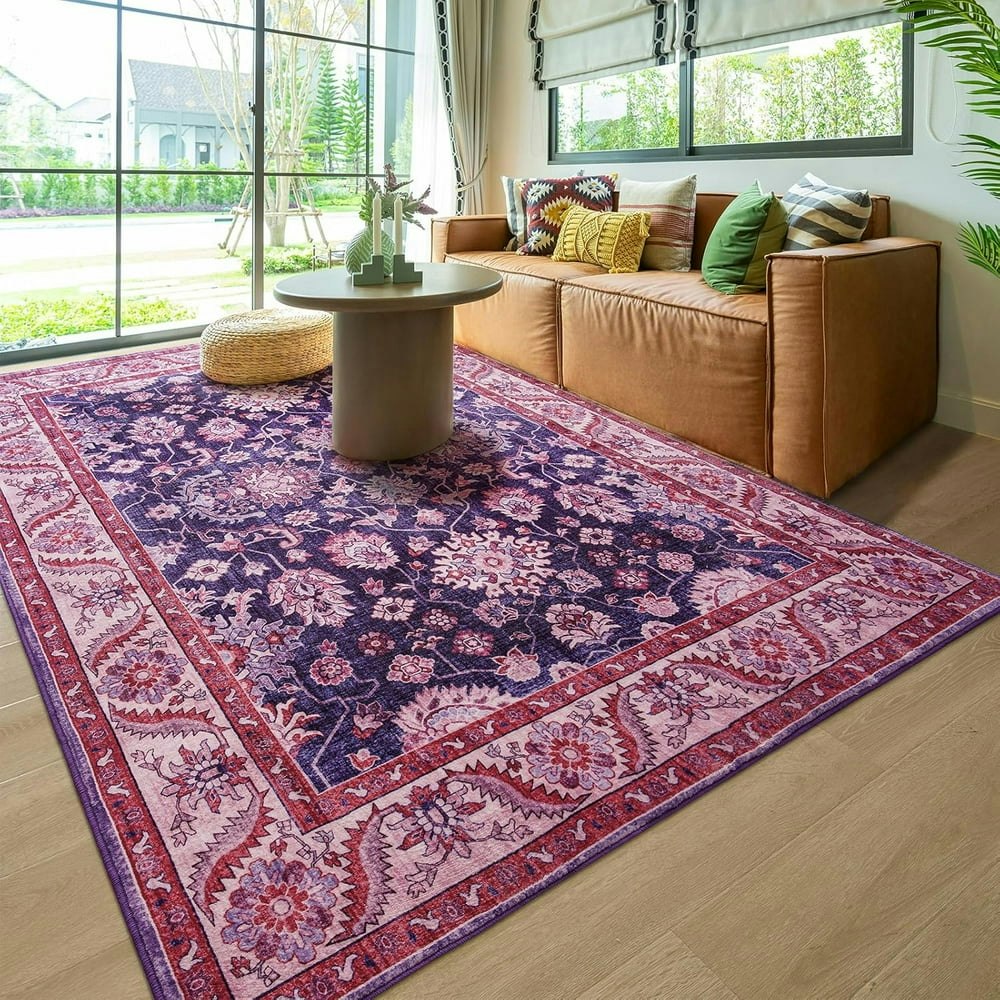 Homore Vintage Boho Oriental Faux Wool Area Rug 5' x 7': $50.39
