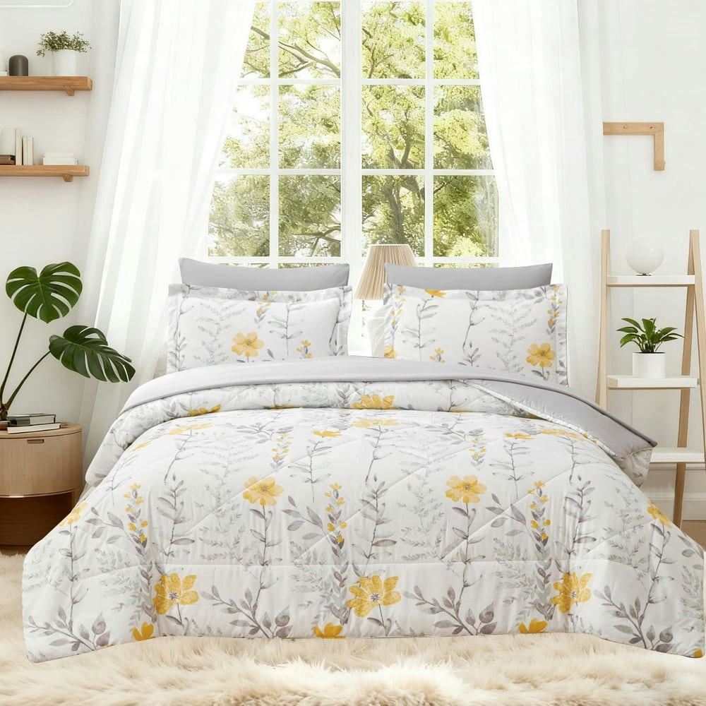 Jessy Home Queen Comforter Set 3-Piece Yellow Floral Quilt: $32.99 Jessy Home Queen Comforter Set 3-Piece Yellow Floral Quilt: $32.99