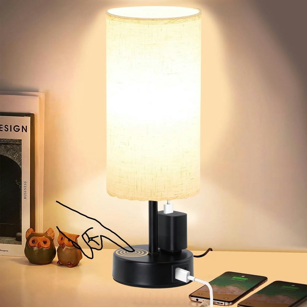 Lofter-Pro 3-Way Dimmable Touch Bedside Table Lamp with USB Port and AC Outlet: $20.69