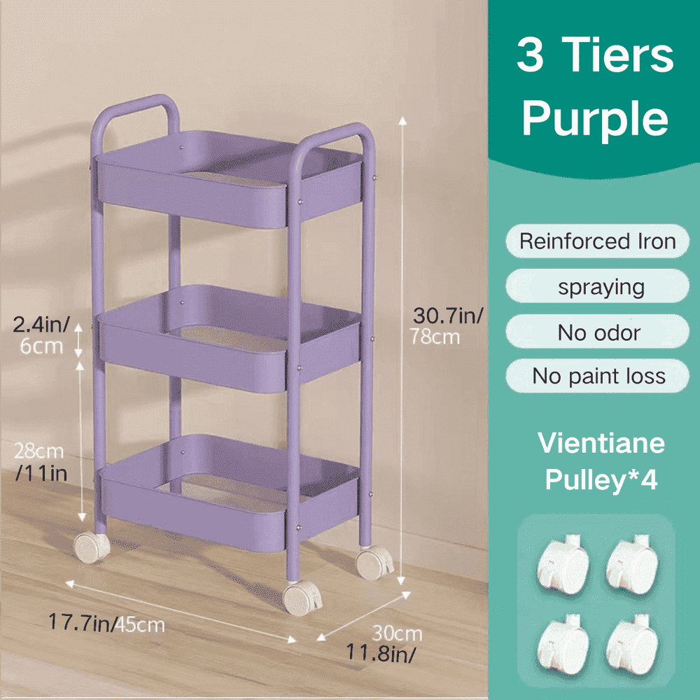 FTCBJJA 3-Tier Rolling Storage Utility Cart: $24.97