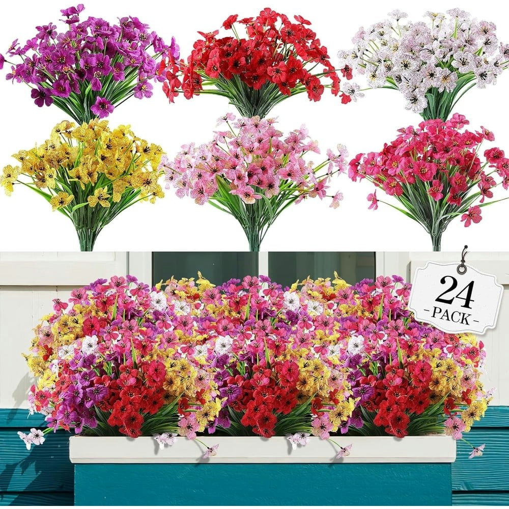 Retrocular Artificial Outdoor Flowers 24-Bundle Set: $17.99
