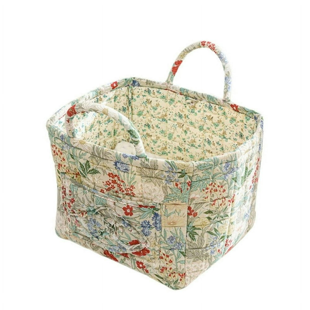 Colorful Flowers Fabric Storage Basket with Handles: $13.49