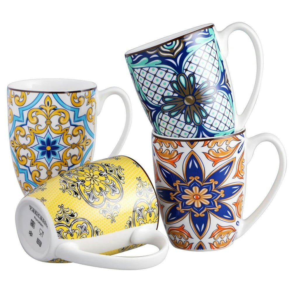 Malacasa 12oz Porcelain Coffee Mugs 4-Pack: $15.99