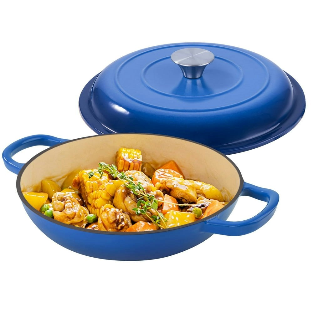 Hawsaiy 3-Quart Enameled Shallow Cast Iron Dutch Oven with Lid: $38.32 Hawsaiy 3-Quart Enameled Shallow Cast Iron Dutch Oven with Lid: $38.32