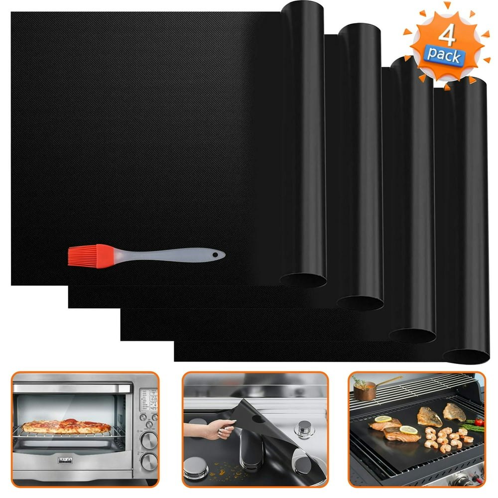 Aovky Nonstick Teflon Oven Liners 4-Pack with Silicone Brush: $10.34