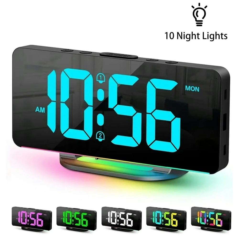 Onekawa Digital Alarm Clock with RGB Night Light and USB Charging: $16.99 Onekawa Digital Alarm Clock with RGB Night Light and USB Charging: $16.99