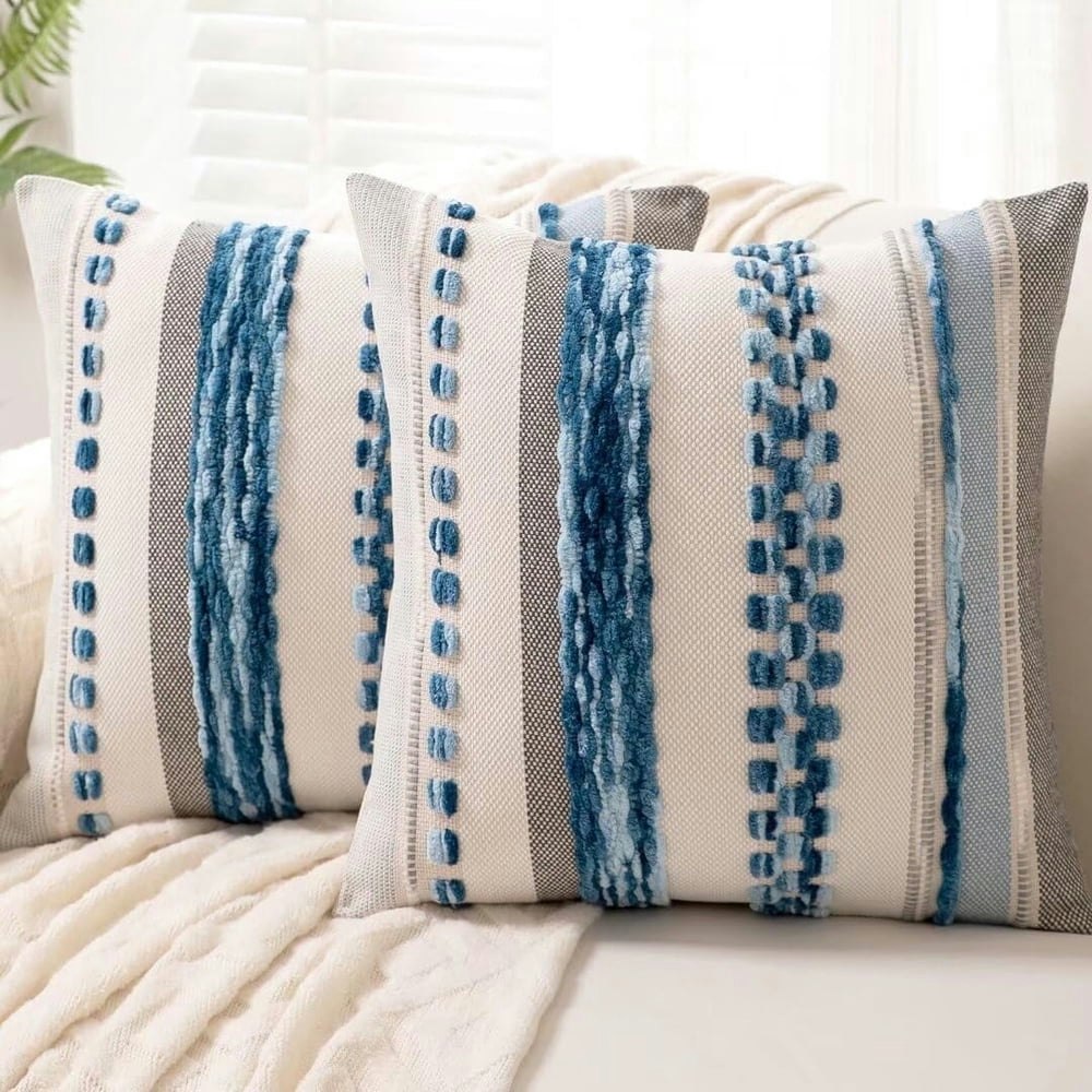 Boho Striped Chenille Throw Pillow Covers 18x18 2-Pack: $21.59 Boho Striped Chenille Throw Pillow Covers 18x18 2-Pack: $21.59