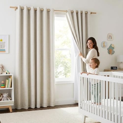 Nicetown 84" 2-Panel Blackout Linen Curtains Set: $16.23