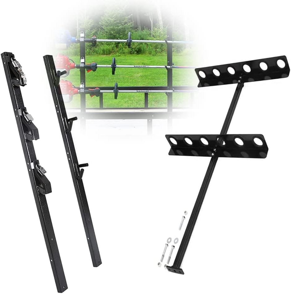 3-Place Lockable Weedeater Trimmer Rack and 6-Holes Hand Tool Rack: $88