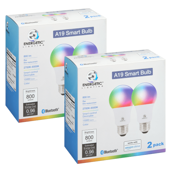 Energetic Lighting A19 8W Amazon Alexa Smart Color Bulbs 4-Pack: $15