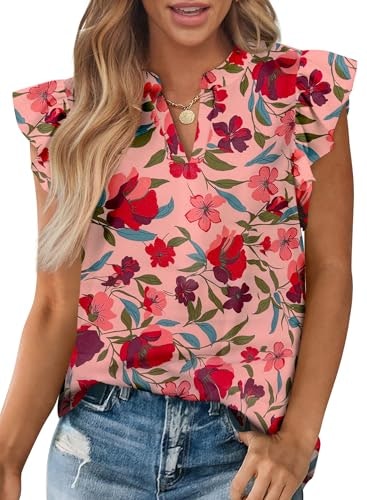 Zenlonr Women's Ruffle Cap Sleeve V-Neck Boho Floral Blouse: 35% off Zenlonr Women's Ruffle Cap Sleeve V-Neck Boho Floral Blouse: 35% off
