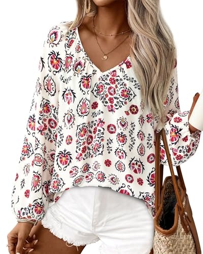 Zenlonr Women's V-Neck Printed Long-Sleeve Blouse: 30% off w/ promo code Zenlonr Women's V-Neck Printed Long-Sleeve Blouse: 30% off w/ promo code