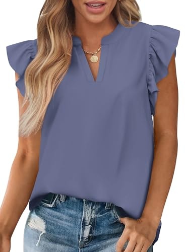 Zenlonr Women's V-Neck Ruffle Cap Sleeve Tunic Tops: 30% off Zenlonr Women's V-Neck Ruffle Cap Sleeve Tunic Tops: 30% off