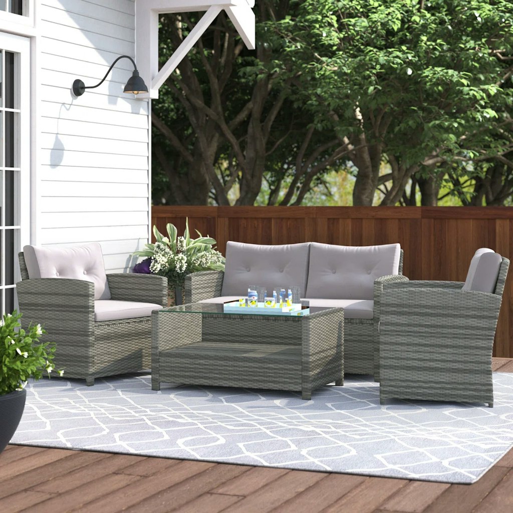 Wayfair Brayden Studio Anyuta Wood 4-Person Patio Conversation Set Promo: $530 + extra 10% off