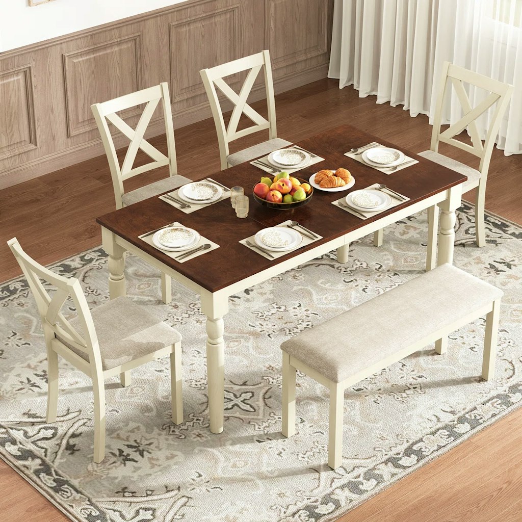 Wayfair Gracie Oaks Deral 6-Piece Farmhouse Solid Wood Dining Table Set Promo: $430 + extra 10% off
