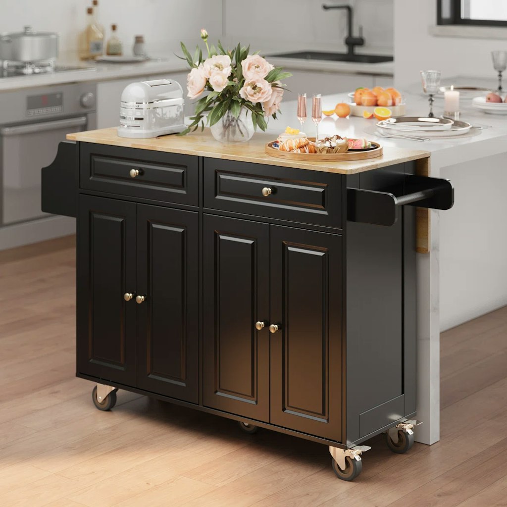 Wayfair Red Barrel Studio Solid Wood Rolling Kitchen Island Promo: $200 + extra 10% off