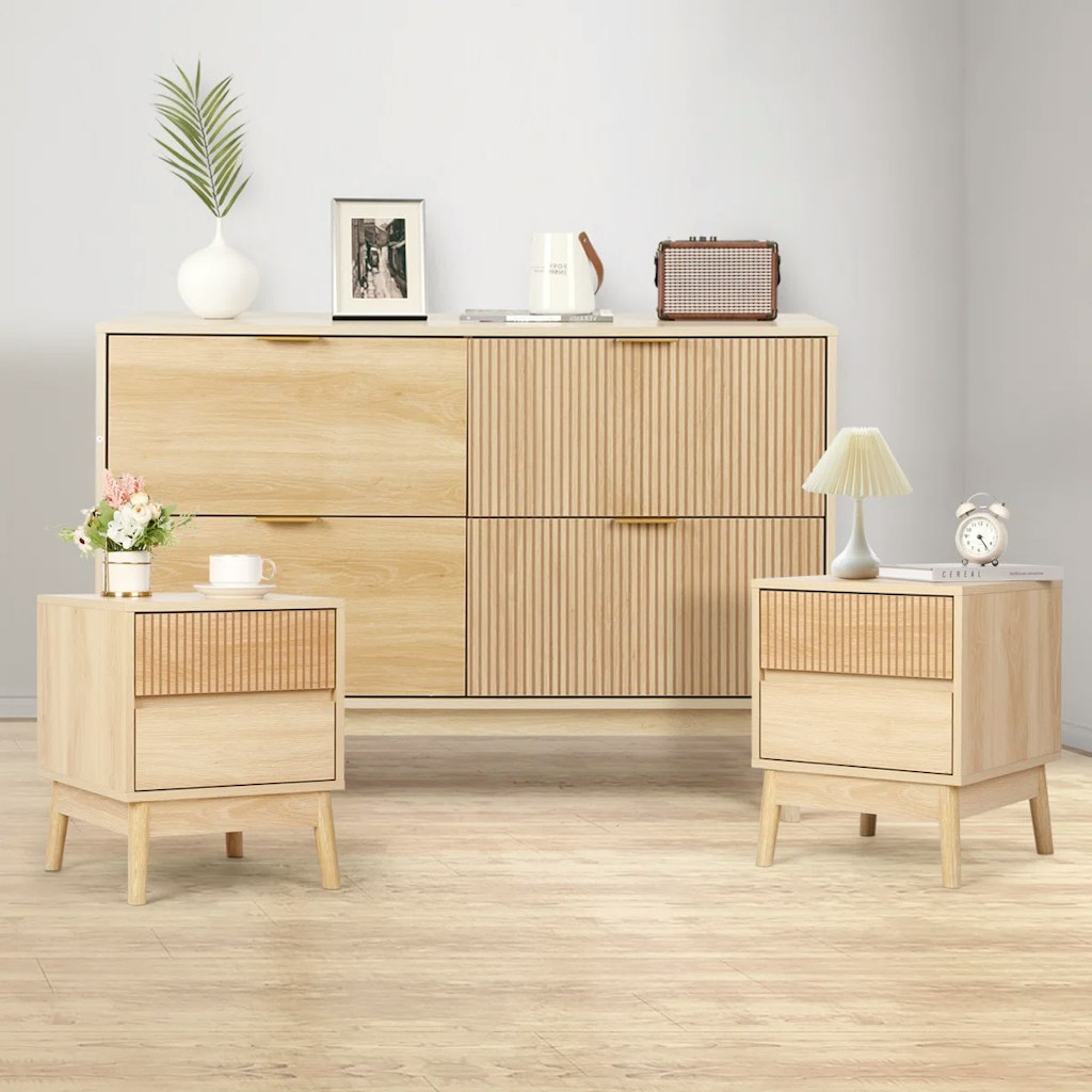George Oliver Bedroom Set w/ 2 Nightstands & Dresser: $255