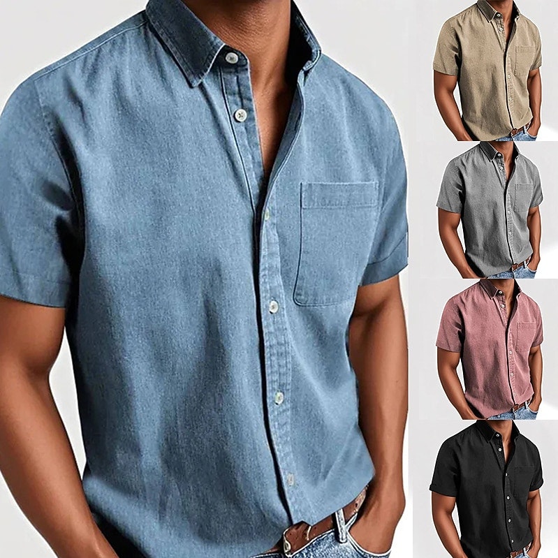 Men's Cotton Short Sleeve Button-Up Work Shirt: 2 for $16