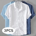 Men's Linen Button-Up Shirts 3-Pack for $19 + $9 shipping