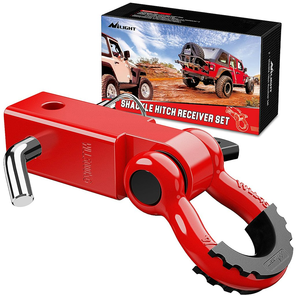 Nilight 2" Shackle Hitch Receiver w/ 3/4" D-Ring Towing Kit: $26