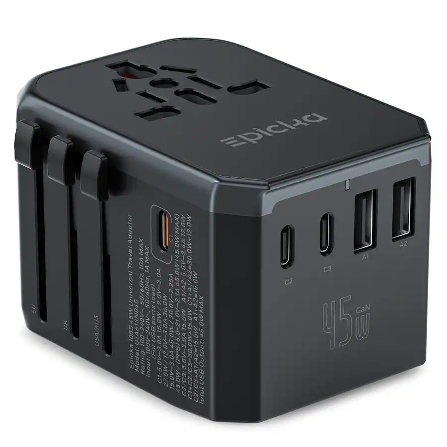 Epicka GaN Universal Travel Adapter w/ USB: $20