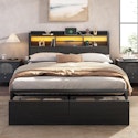 Furnulem Full Bed Frame with Wood Headboard and 2 Storage Drawers for $129 + free shipping
