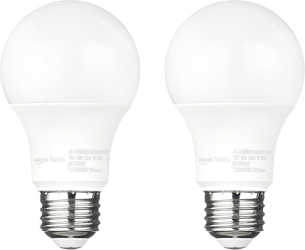 Amazon Basics A19 Dusk to Dawn Sensor LED Outdoor Light Bulb 2-Pack: $6