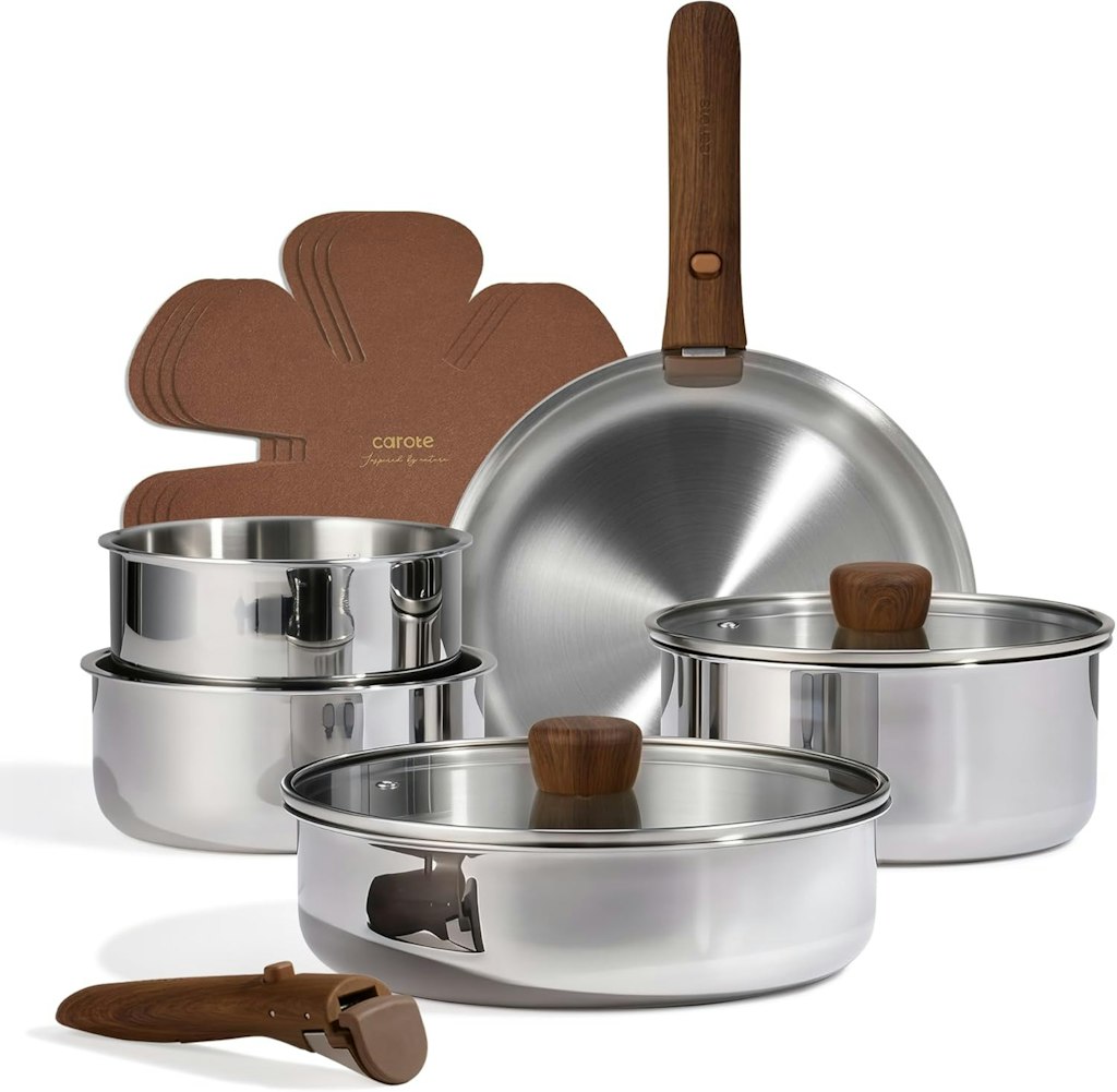 Carote 13-Piece Tri-Ply Stainless Steel Cookware Set w/ Detachable Handle: $49.99 Carote 13-Piece Tri-Ply Stainless Steel Cookware Set w/ Detachable Handle: $49.99
