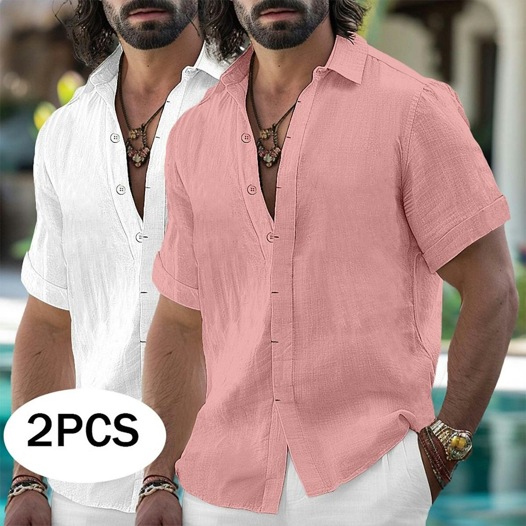 Men's Linen Shirt Set 2-Pack: $26
