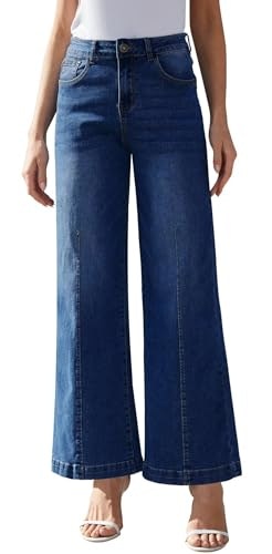 Yewfirm Women's Wide Leg High-Waisted Stretch Jeans: 50% off