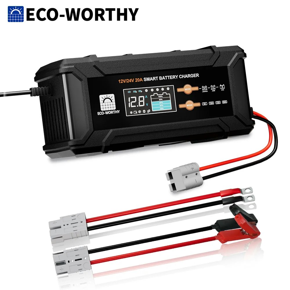 Eco-Worthy 12V/24V 20A Smart Battery Charger : $36