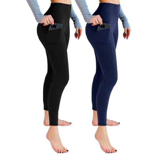 Leafigure Women's 2-Pack High-Waisted Leggings w/ Pockets
