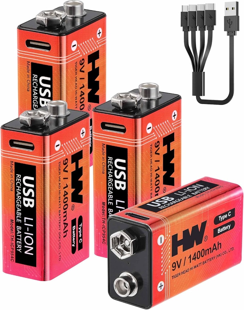 Rechargeable 9V Battery 4-Pack w/ Cable: $19 w/ Subscribe & Save