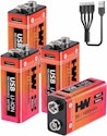 Rechargeable 9V Battery 4-Pack w/ Cable for $19 w/ Subscribe & Save + free shipping w/ Prime