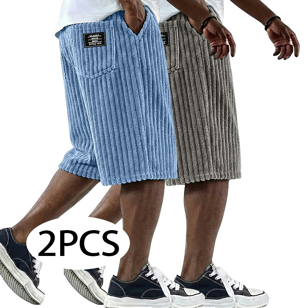 Men's Textured Corduroy Shorts with Pockets 2-Pack: $19
