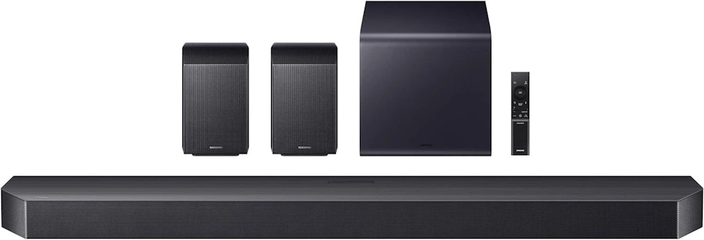 Refurb Samsung Q-series HW-Q990F 11.1.4-Channel Soundbar w/ Subwoofer & Rear Speaker: $820 Refurb Samsung Q-series HW-Q990F 11.1.4-Channel Soundbar w/ Subwoofer & Rear Speaker: $820