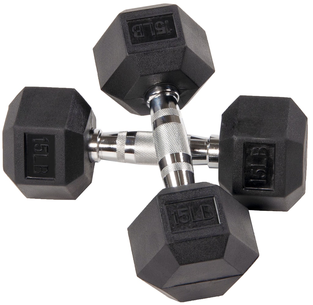 BalanceFrom Rubber Encased Hex Dumbbells 15-lb. Pair: $23