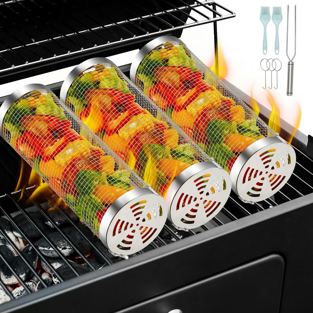 3-Pack Rolling Grill Baskets: $13 3-Pack Rolling Grill Baskets: $13