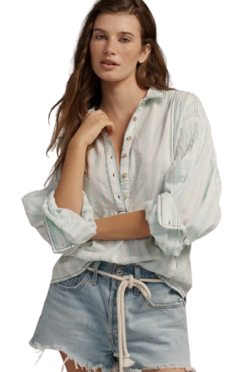 Pilcro Women's Cotton Relaxed Henley Buttondown Shirt: $48 in cart Pilcro Women's Cotton Relaxed Henley Buttondown Shirt: $48 in cart